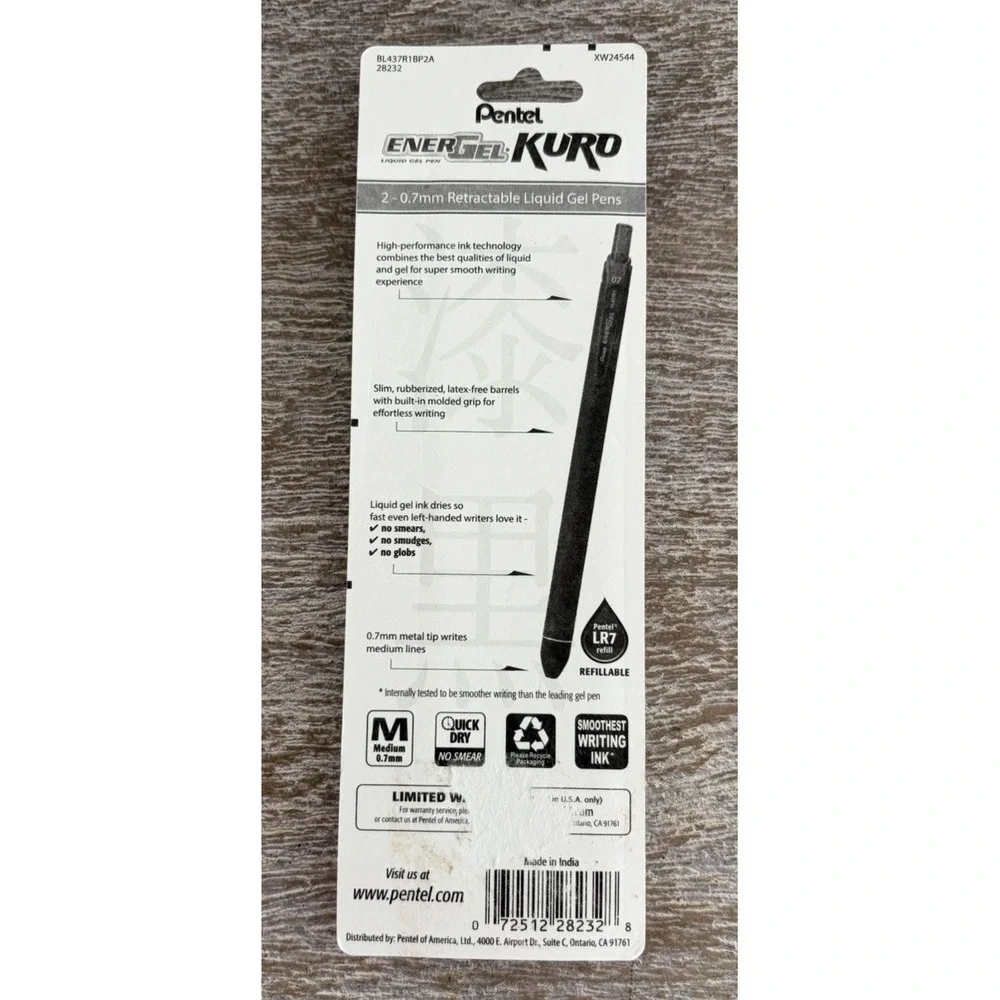 EnerGel Pro Black Gel Pens 0.7mm Quick Drying Permanent Ink Pack of 2